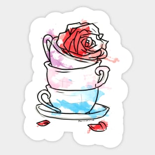 Teacup and Roses Sticker